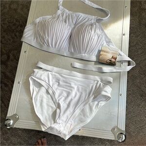 Sunseeker White Pleated Bikini Set